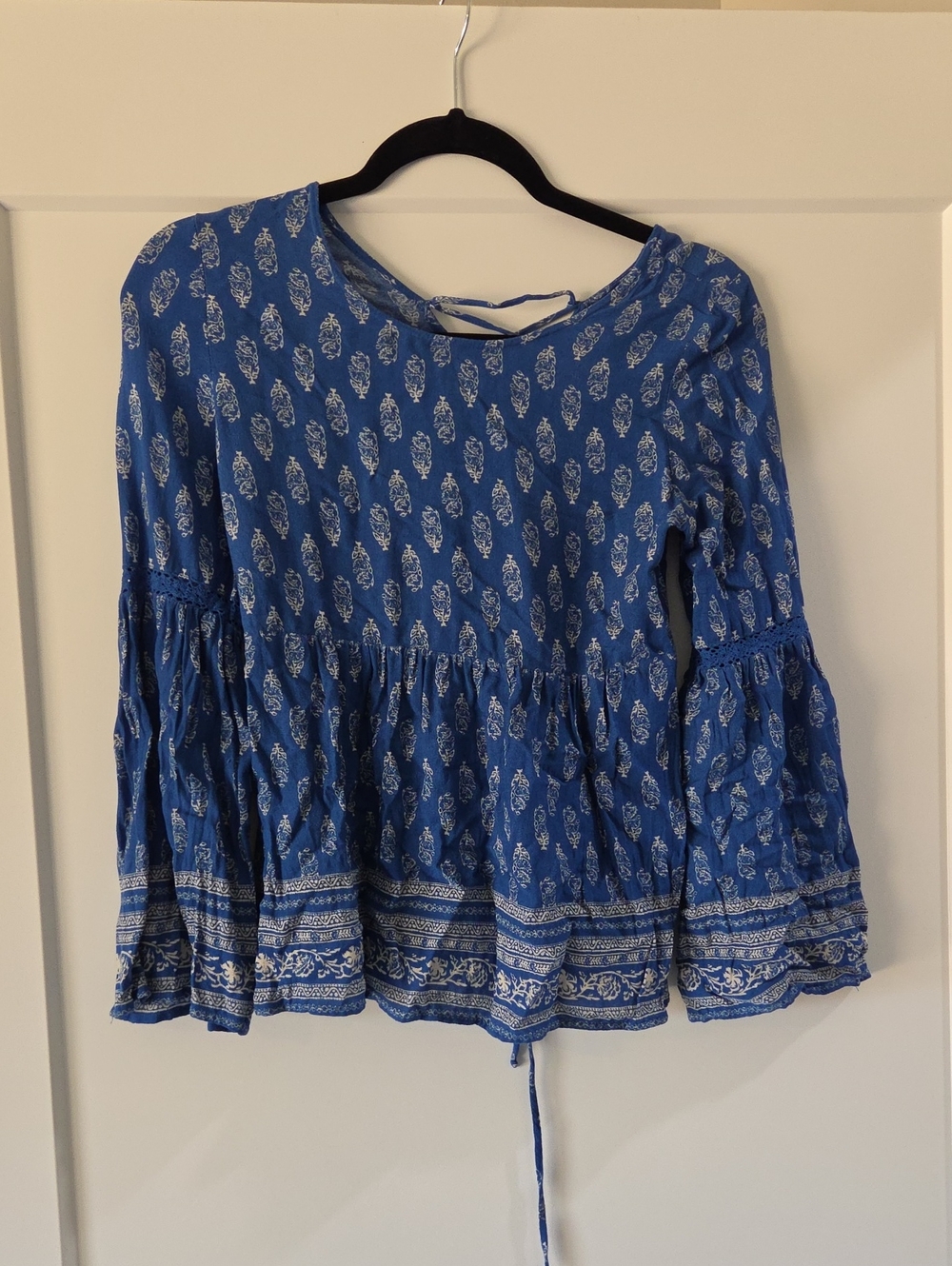 Timing Blue Floral Print Peasant Tunic